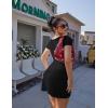 imageBEAGIMEG Womens Sexy Bodycon Short Sleeve Square Neck Side Slit Ruched Party Club Evening Mini DressBlack