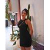 imageBEAGIMEG Womens Sexy Bodycon Sleeveless Asymmetric Twist Cut Out Club Party Mini DressBlack