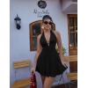 imageBEAGIMEG Womens Sexy Bodycon Sleeveless Halter Tie up Back Backless Deep V Aline Club Party Mini DressBlack