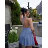 imageBEAGIMEG Womens Sexy Bodycon Sleeveless Halter Tie up Back Backless Deep V Aline Club Party Mini DressBlue