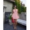 imageBEAGIMEG Womens Sexy Bodycon Sleeveless Halter Tie up Back Backless Deep V Aline Club Party Mini DressPink