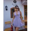 imageBEAGIMEG Womens Sexy Bodycon Sleeveless Halter Tie up Back Backless Deep V Aline Club Party Mini DressPurple