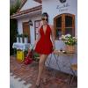 imageBEAGIMEG Womens Sexy Bodycon Sleeveless Halter Tie up Back Backless Deep V Aline Club Party Mini DressRed