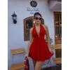 imageBEAGIMEG Womens Sexy Bodycon Sleeveless Halter Tie up Back Backless Deep V Aline Club Party Mini DressRed