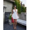 imageBEAGIMEG Womens Sexy Bodycon Sleeveless Halter Tie up Back Backless Deep V Aline Club Party Mini DressWhite