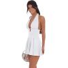 imageBEAGIMEG Womens Sexy Bodycon Sleeveless Halter Tie up Back Backless Deep V Aline Club Party Mini DressWhite