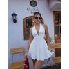 imageBEAGIMEG Womens Sexy Bodycon Sleeveless Halter Tie up Back Backless Deep V Aline Club Party Mini DressWhite