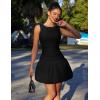 imageBEAGIMEG Womens Sexy Bodycon Sleeveless Ruffle Ruched Bubble Club Party Mini DressBlack