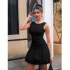 imageBEAGIMEG Womens Sexy Bodycon Sleeveless Ruffle Ruched Bubble Club Party Mini DressBlack