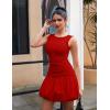 imageBEAGIMEG Womens Sexy Bodycon Sleeveless Ruffle Ruched Bubble Club Party Mini DressRed