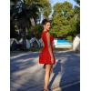 imageBEAGIMEG Womens Sexy Bodycon Sleeveless Ruffle Ruched Bubble Club Party Mini DressRed