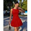 imageBEAGIMEG Womens Sexy Bodycon Sleeveless Ruffle Ruched Bubble Club Party Mini DressRed
