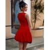 imageBEAGIMEG Womens Sexy Bodycon Sleeveless Ruffle Ruched Bubble Club Party Mini DressRed