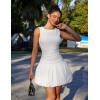imageBEAGIMEG Womens Sexy Bodycon Sleeveless Ruffle Ruched Bubble Club Party Mini DressWhite