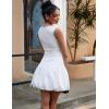imageBEAGIMEG Womens Sexy Bodycon Sleeveless Ruffle Ruched Bubble Club Party Mini DressWhite