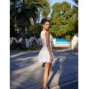 imageBEAGIMEG Womens Sexy Bodycon Sleeveless Ruffle Ruched Bubble Club Party Mini DressWhite