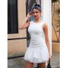 imageBEAGIMEG Womens Sexy Bodycon Sleeveless Ruffle Ruched Bubble Club Party Mini DressWhite