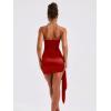 imageBEAGIMEG Womens Sexy Bodycon Sleeveless Strapless Asymmetric Club Party Cocktail Mini DressRed