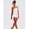 imageBEAGIMEG Womens Sexy Bodycon Sleeveless Strapless Asymmetric Club Party Cocktail Mini DressWhite