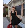 imageBEAGIMEG Womens Sexy Bodycon Sleeveless V Neck Ruched Halter Backless Party Club Mini DressBlack