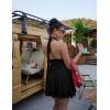 imageBEAGIMEG Womens Sexy Bodycon Sleeveless V Neck Ruched Halter Backless Party Club Mini DressBlack
