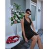 imageBEAGIMEG Womens Sexy Bodycon Sleeveless V Neck Ruched Halter Backless Party Club Mini DressBlack