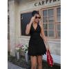 imageBEAGIMEG Womens Sexy Bodycon Sleeveless V Neck Ruched Halter Backless Party Club Mini DressBlack