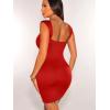 imageBEAGIMEG Womens Sexy Bodycon Sleeveless Wide Straps Basic Solid Club Party Mini DressRed