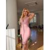 imageBEAGIMEG Womens Sexy Elegant Sleeveless Deep V Ruched Thick Straps Low Back Cocktail Evening Party Midi DressPink