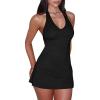 imageBEAGIMEG Womens Sexy Bodycon Aline Halter Deep V Backless Club Party Mini DressBlack