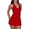 imageBEAGIMEG Womens Sexy Bodycon Aline Halter Deep V Backless Club Party Mini DressRed