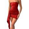 imageBEAGIMEG Womens Sexy Bodycon Sleeveless Strapless Asymmetric Club Party Cocktail Mini DressRed