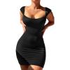 imageBEAGIMEG Womens Sexy Bodycon Sleeveless Wide Straps Basic Solid Club Party Mini DressBlack
