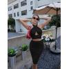 imageBEAGIMEG Womens Sexy Bodycon 2 Piece Sleeveless Cross Cutout Halter Top Ruched Club Party Midi DressBlack