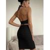 imageBEAGIMEG Womens Sexy Bodycon 2 Piece Sleeveless Cross Cutout Halter Top Ruched Club Party Midi DressBlack