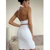 imageBEAGIMEG Womens Sexy Bodycon 2 Piece Sleeveless Cross Cutout Halter Top Ruched Club Party Midi DressWhite