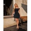 imageBEAGIMEG Womens Sexy Bodycon Off Shoulder Sleeveless Ruffles Club Party Mini DressBlack