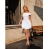 imageBEAGIMEG Womens Sexy Bodycon Off Shoulder Sleeveless Ruffles Club Party Mini DressWhite