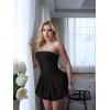 imageBEAGIMEG Womens Sexy Bodycon Ruched Strapless Tube Top Bubble Dress Club Party Mini DressBlack
