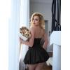imageBEAGIMEG Womens Sexy Bodycon Ruched Strapless Tube Top Bubble Dress Club Party Mini DressBlack
