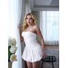 imageBEAGIMEG Womens Sexy Bodycon Ruched Strapless Tube Top Bubble Dress Club Party Mini DressWhite