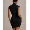 imageBEAGIMEG Womens Sexy Bodycon Sleeveless Ruched High Neck Party Cocktail Club Mini DressBlack