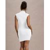 imageBEAGIMEG Womens Sexy Bodycon Sleeveless Ruched High Neck Party Cocktail Club Mini DressWhite