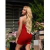 imageBEAGIMEG Womens Sexy Bodycon Sleeveless Ruched Mesh Off Shoulder Club Party Cocktail Mini DressRed