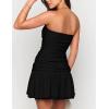 imageBEAGIMEG Womens Sexy Bodycon Strapless Tube Off Shoulder Ruched Backless Club Party Mini DressBlack
