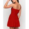 imageBEAGIMEG Womens Sexy Bodycon Strapless Tube Off Shoulder Ruched Backless Club Party Mini DressRed