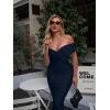 imageBEAGIMEG Womens Sexy Elegant Bodycon Sleeveless Ruched Off Shoulder Night Party Cocktail Midi DressNavy