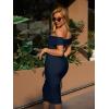 imageBEAGIMEG Womens Sexy Elegant Bodycon Sleeveless Ruched Off Shoulder Night Party Cocktail Midi DressNavy