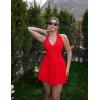 imageBEAGIMEG Womens Sexy Sleeveless Halter Backless Deep V Party Cocktail Club Mini DressRed