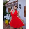 imageBEAGIMEG Womens Sexy Sleeveless Halter Backless Deep V Party Cocktail Club Mini DressRed